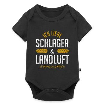 Ich liebe Schlager und Landluft Dorf Design - Baby Premium Kurzarmbody - Schwarz - Vorne