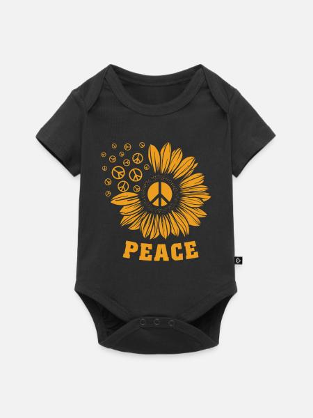 Peace Welt Frieden Geschenkidee T-shirt - Baby Premium Kurzarmbody - Schwarz