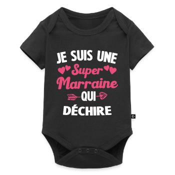 Je suis une Super Marraine qui Dechire - Body à manches courtes Premium Bébé - noir - Devant