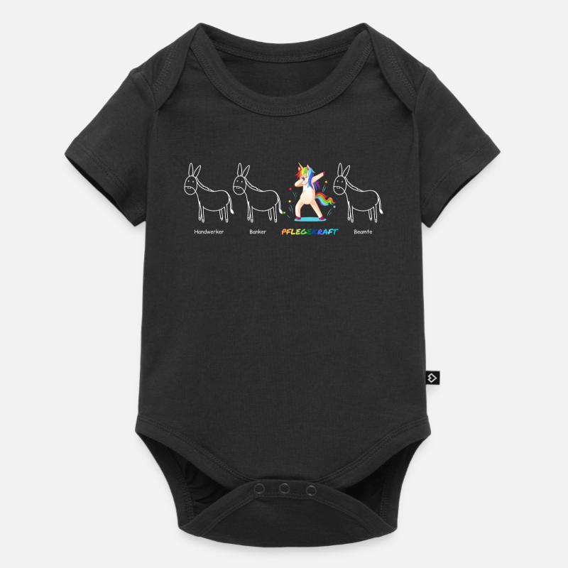 PFLEGEKRAFT Einhorn Beruf Besonders Einzigartig - Baby Premium Kurzarmbody - Schwarz
