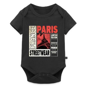 Paris France City Skyline Tour Eiffel - Body à manches courtes Premium Bébé - noir - Devant