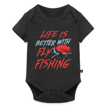 Life With Fly Fishing Angler Fisherman Nature - Baby Premium short-sleeve bodysuit - black - Front