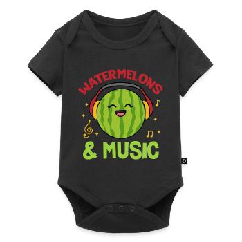 Watermelons and Music Notes Musician Summer Fruit - Baby Premium short-sleeve bodysuit - black - Front