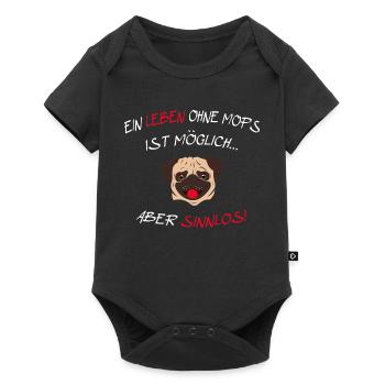 lustige witzige Mops Sprüche Spruch - Baby Premium Kurzarmbody - Schwarz - Vorne