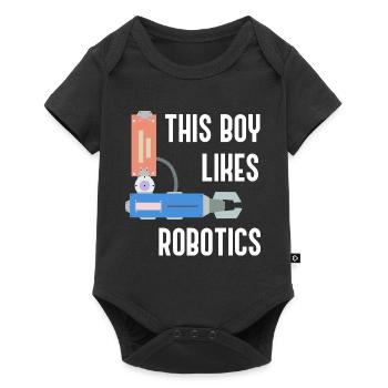 Un garçon aime la robotique, dicton ironique : - Body à manches courtes Premium Bébé - noir - Devant