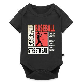 Baseball Baseballspieler USA Sport Vintage Retro - Baby Premium Kurzarmbody - Schwarz - Vorne