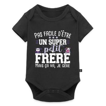 Petit Frère Panda Vache Cadeau Bébé Garçon Famille - Body à manches courtes Premium Bébé - noir - Devant