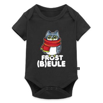 Frostbeule - Eule mit Schal und Mütze - Baby Premium Kurzarmbody - Schwarz - Vorne