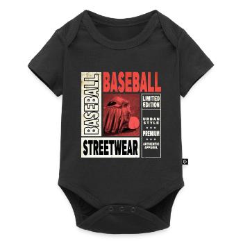 Baseball Baseballspieler USA Sport Vintage Retro - Baby Premium Kurzarmbody - Schwarz - Vorne