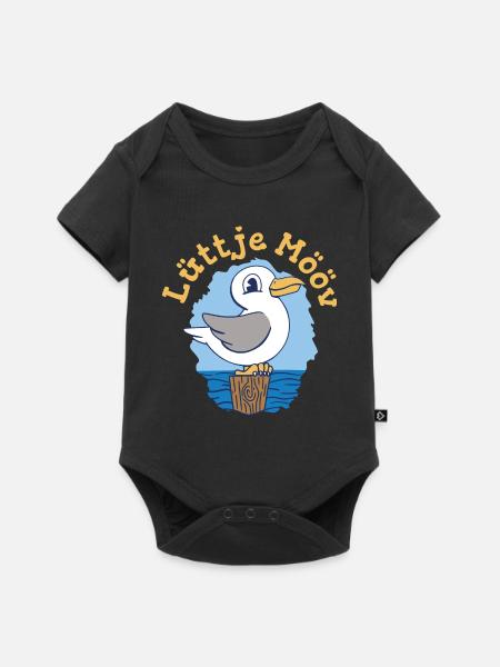 Lüttje Mööv Plattdeutsch kleine Möwe - Baby Premium Kurzarmbody - Schwarz