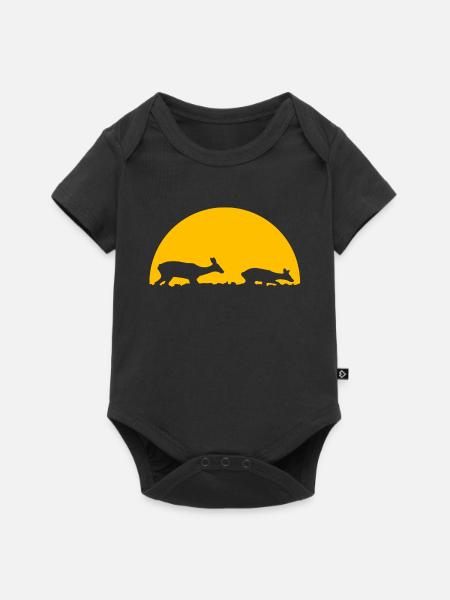 Rehe im Sonnenuntergang - Baby Premium Kurzarmbody - Schwarz