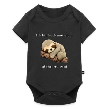 Idée cadeau de paresseux mignon - Body à manches courtes Premium Bébé - noir - Devant