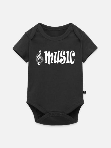Muziek - Retro Classic Typography Style - Premium babyrompertje met korte mouwen  - zwart