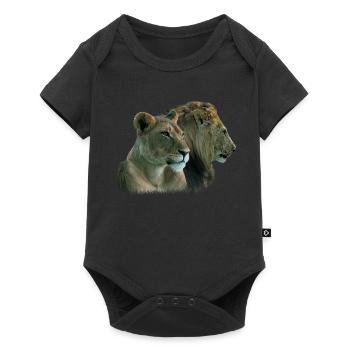 Lions - Paire de lions - Gros félin - Chat - Afrique - Body à manches courtes Premium Bébé - noir - Devant