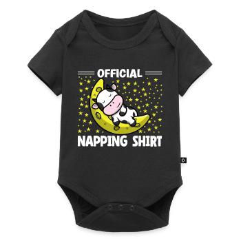 Sleeping Sloth Lover Cute Cow Napping - Baby Premium short-sleeve bodysuit - black - Front
