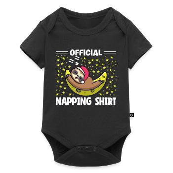 amant paresseux endormi pingouin mignon sieste - Body à manches courtes Premium Bébé - noir - Devant