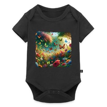 Peinture vivante papillons flore faune - Body à manches courtes Premium Bébé - noir - Devant
