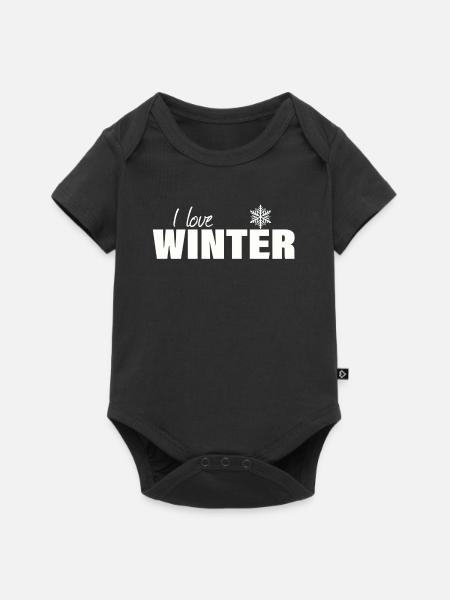 I LOVE WINTER - Baby Premium Kurzarmbody - Schwarz