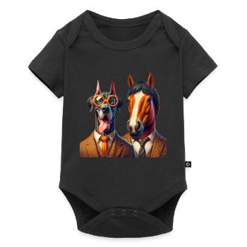 Dapper Duo Eleganz - Baby Premium Kurzarmbody - Schwarz - Vorne