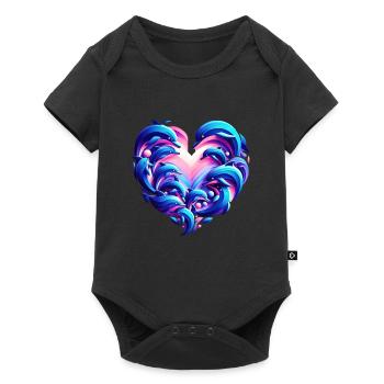 Dolphin Love Heart Fusion - Baby Premium short-sleeve bodysuit - black - Front