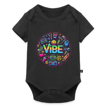 Retro-Vibe: Neon Buzz - Baby Premium Kurzarmbody - Schwarz - Vorne