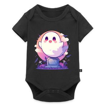 Halloween | Cute ghost spitting in cemetery - Baby Premium short-sleeve bodysuit - black - Front
