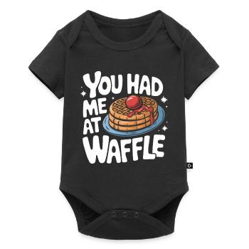 Waffeln Frühstück Süßigkeiten - Baby Premium Kurzarmbody - Schwarz - Vorne