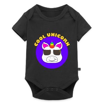Licorne cool avec des lunettes de soleil - Body à manches courtes Premium Bébé - noir - Devant