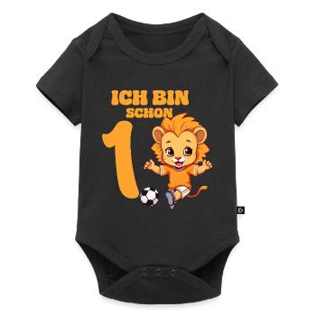 1 Bébé 1er Anniversaire Fille Garçons Football Lion - Body à manches courtes Premium Bébé - noir - Devant