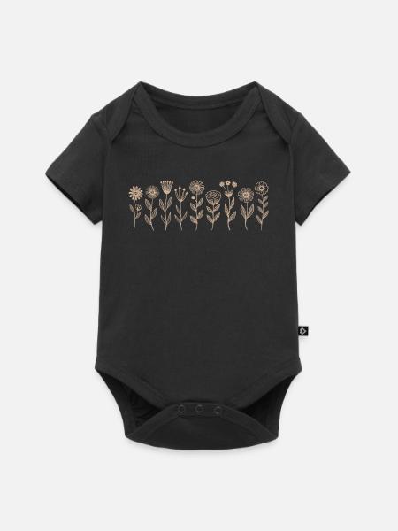 Wildblumen Blumen - Baby Premium Kurzarmbody - Schwarz