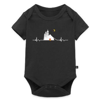 Outdoor Camping Campfire ECG Heartbeat - Baby Premium short-sleeve bodysuit - black - Front