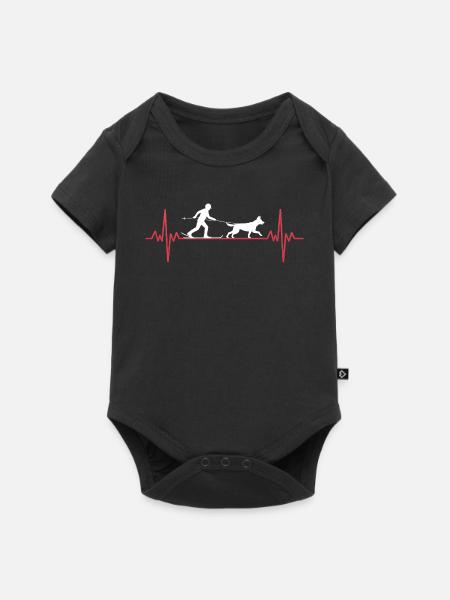 Hund & Ski Herzschlag: Winterabenteuer Skijoring - Premium kortærmet baby-body  - sort