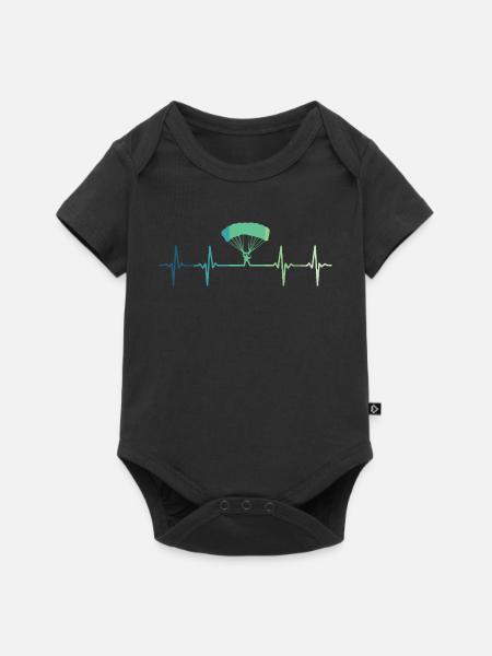 Paragliding-Herzschlag-Gleitschirm - Baby Premium Kurzarmbody - Schwarz