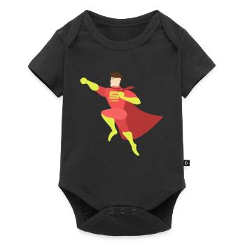Superpapa als Geschenk - Baby Premium Kurzarmbody - Schwarz - Vorne