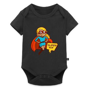 Supermama als Geschenk - Baby Premium Kurzarmbody - Schwarz - Vorne