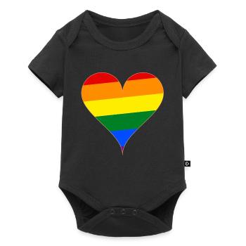 Herz Regenbogen Flagge Geschenk - Baby Premium Kurzarmbody - Schwarz - Vorne