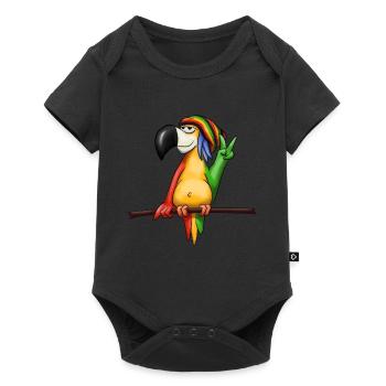 Reggae Parrot Cool Casual Music Gift - Baby Premium short-sleeve bodysuit - black - Front