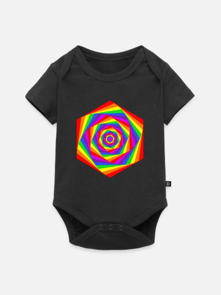 Regenbogen Hexagon - Baby Premium Kurzarmbody - Schwarz