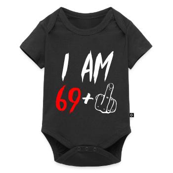 70th birthday middle finger - Baby Premium short-sleeve bodysuit - black - Front