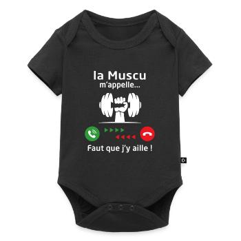 la Musculation m'appelle t-shirt muscu - Body à manches courtes Premium Bébé - noir - Devant