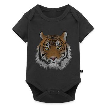 Vintage Tigerkopf - Baby Premium Kurzarmbody - Schwarz - Vorne