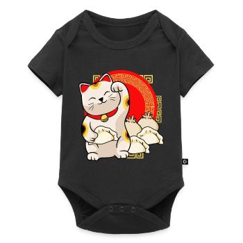 Glückskatz Und Dumplings - Baby Premium Kurzarmbody - Schwarz - Vorne