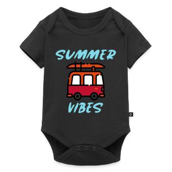 Ambiances d’été | L’été est là, plage d’été - Body à manches courtes Premium Bébé - noir - Devant