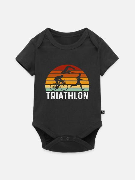 retro triathlon cadeau triathlon triathlete - Body à manches courtes Premium Bébé - noir