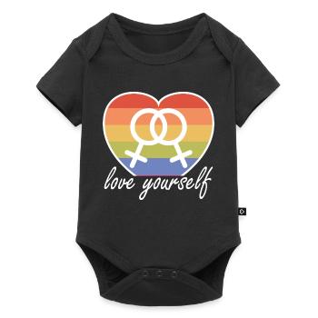 Love Yourself LGBT Drapeau Homosexualité Lesbienne - Body à manches courtes Premium Bébé - noir - Devant