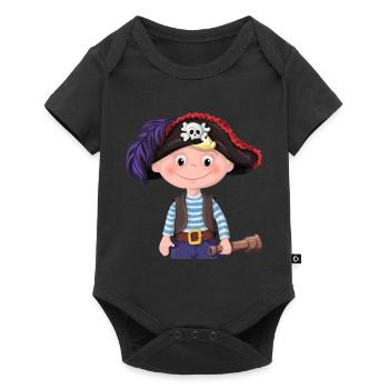 Schulkind 2021 Jungen Pirat Ahoi Bye Einschulung - Baby Premium Kurzarmbody - Schwarz - Vorne
