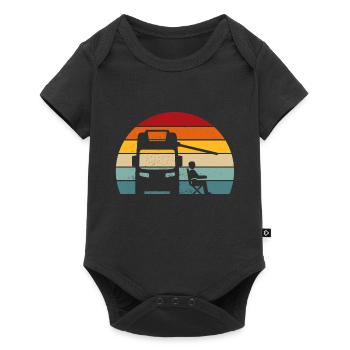 retro camper camping vintage t-shirt motorhome - Baby Premium short-sleeve bodysuit - black - Front