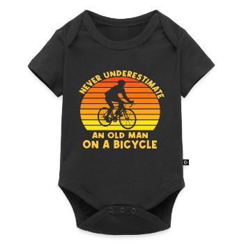 Never underestimate an old man with a bike - Baby Premium short-sleeve bodysuit - black - Front