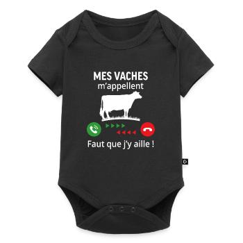 mes vaches m'appellent ...faut que j'y aille ! - Body à manches courtes Premium Bébé - noir - Devant