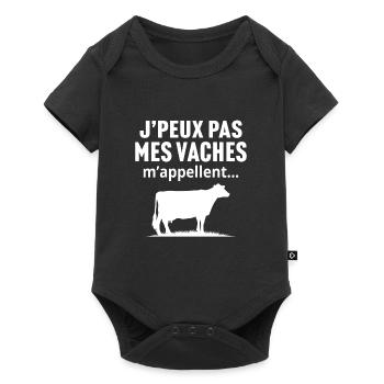 J'peux pas mes vaches m'appellent - Body à manches courtes Premium Bébé - noir - Devant